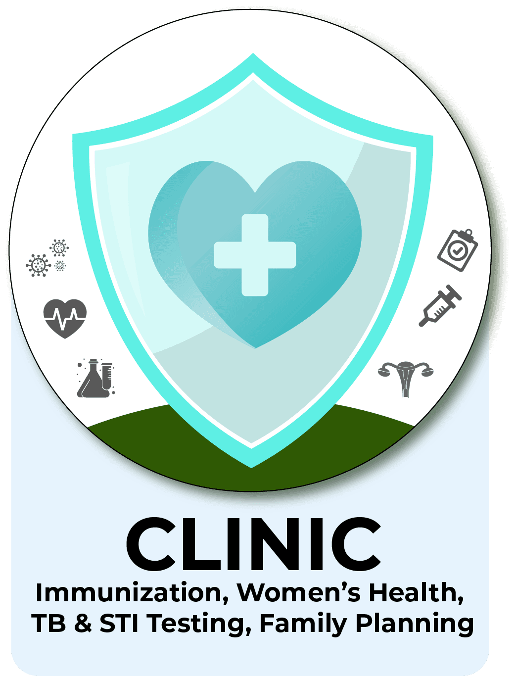 Clinic services, immunizations, women's health, tuberculosis and STD testing, family planning