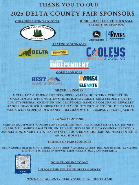 Thank you to our 2025 Delta County Fair Sponsors