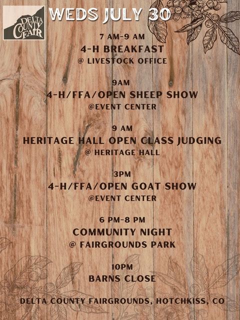 Events happeing Wednesday, July 30th