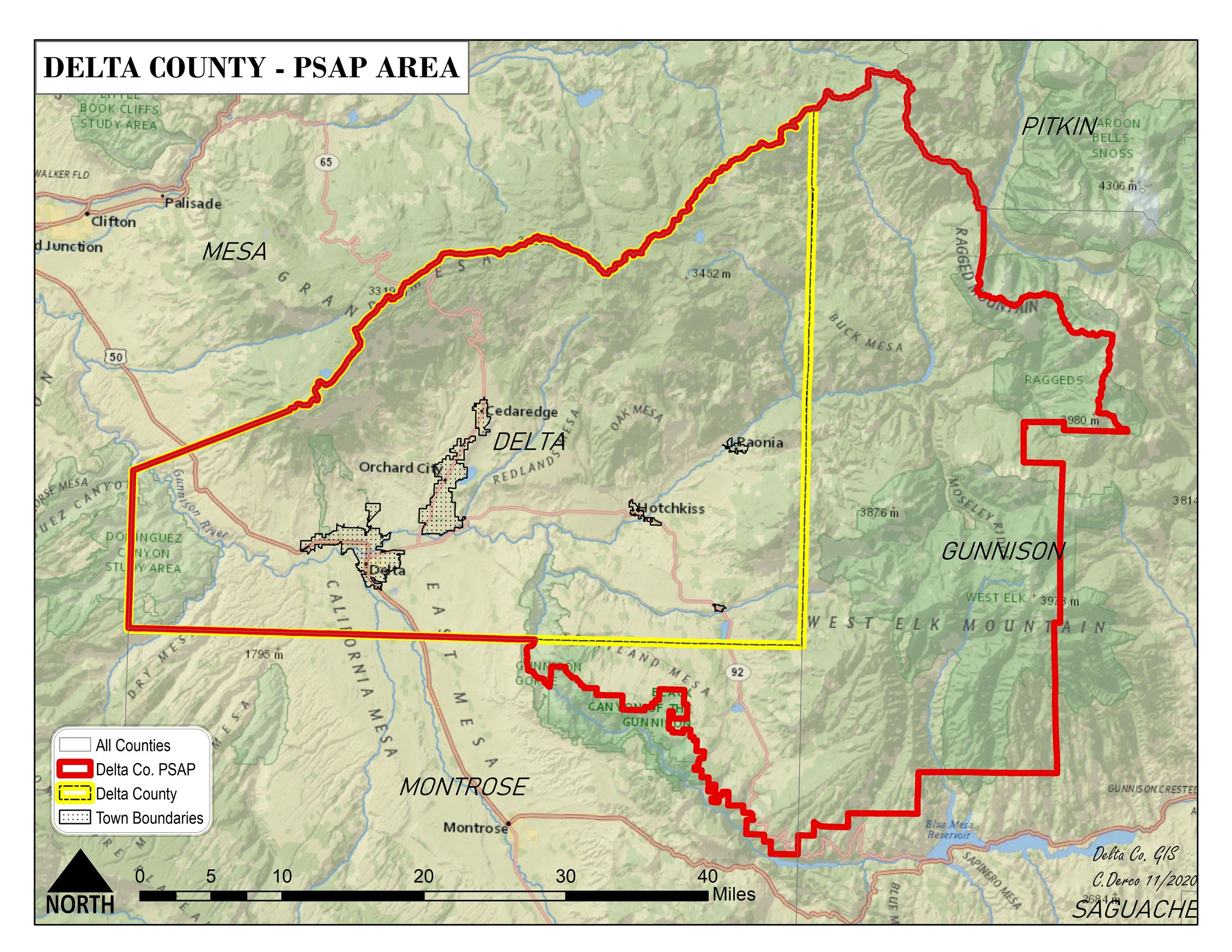 Delta County 911 Public Safety Answering Point (PSAP) Boundary Map